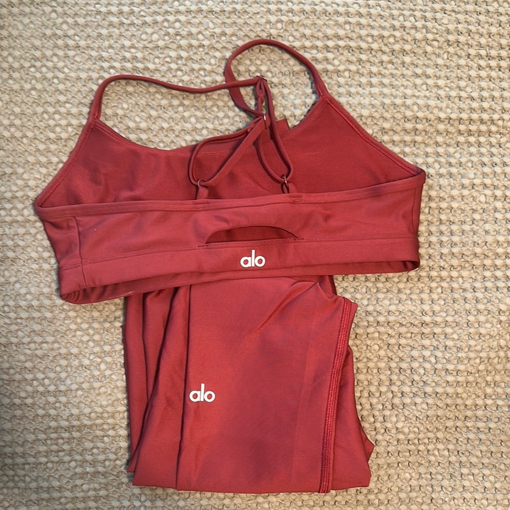 ALO Yoga Red Leggings and Top Set